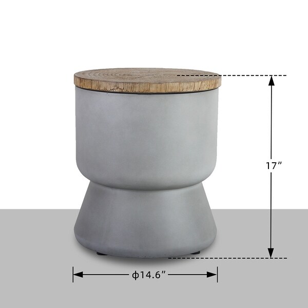 Outdoor Cooler Side Table，Patio Bar Table w Ice Bucket