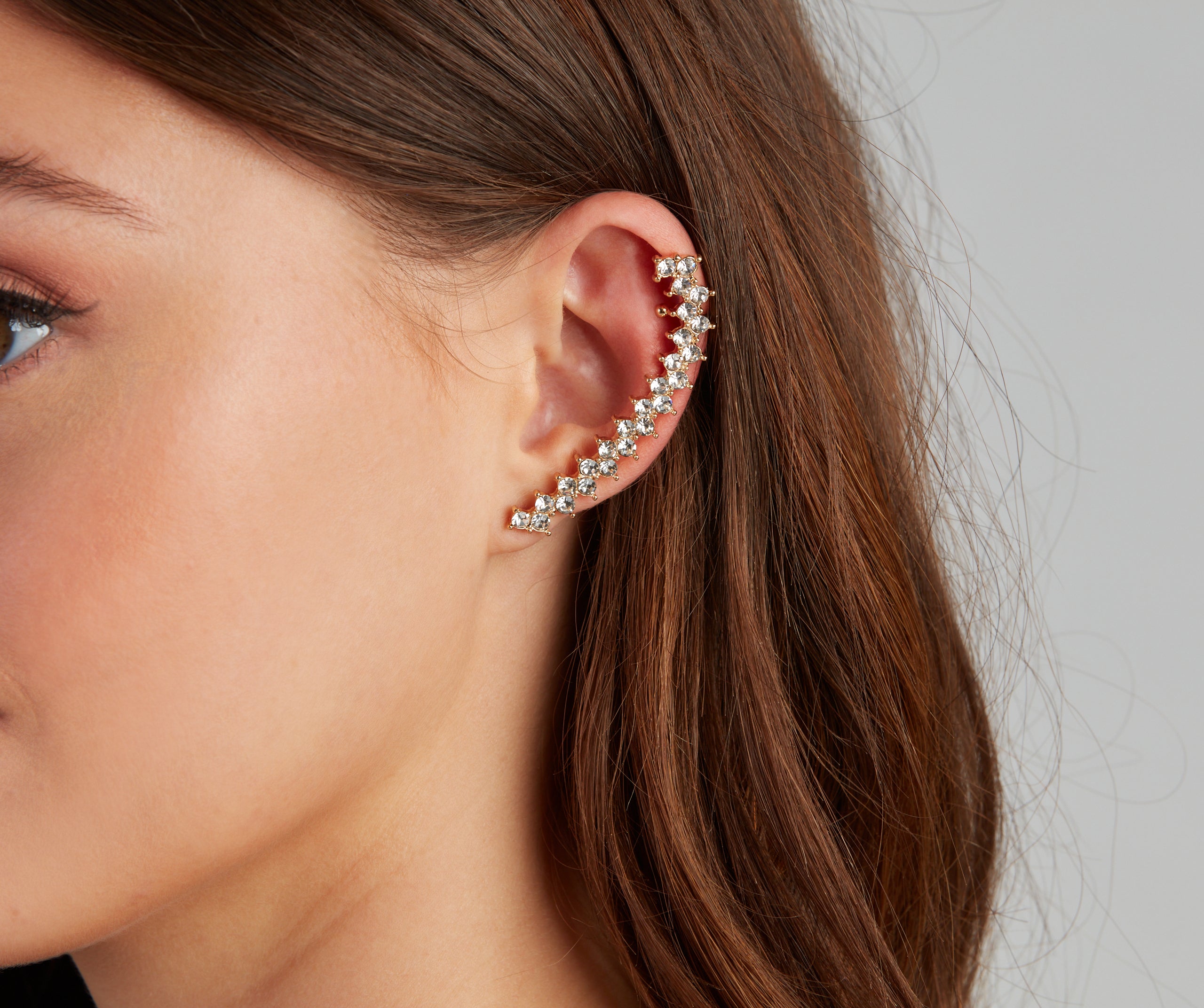 Glam Status Rhinestone Ear Crawler And Stud Set