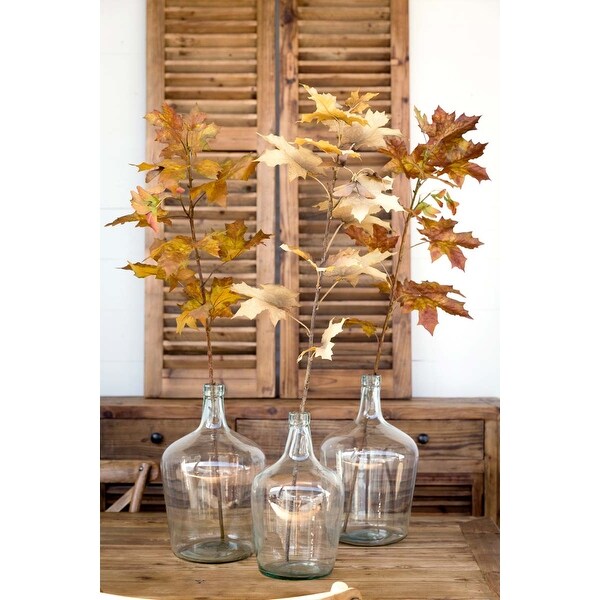 Crafted Autumn Leaves Stem Collection，3 Assorted Colors (Set of 12)