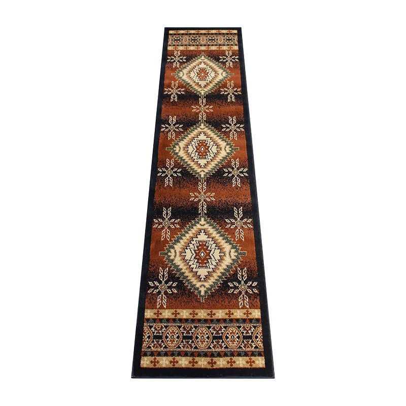 Masada Rugs Masada Rugs 2'x7' Southwest Native American Geometric Medallion Area Rug in Brown - Design B357