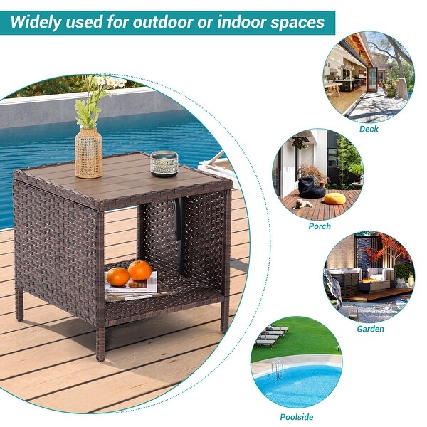 BONOSUKI Outdoor Patio PE Wicker AllWeather Square Coffee Table