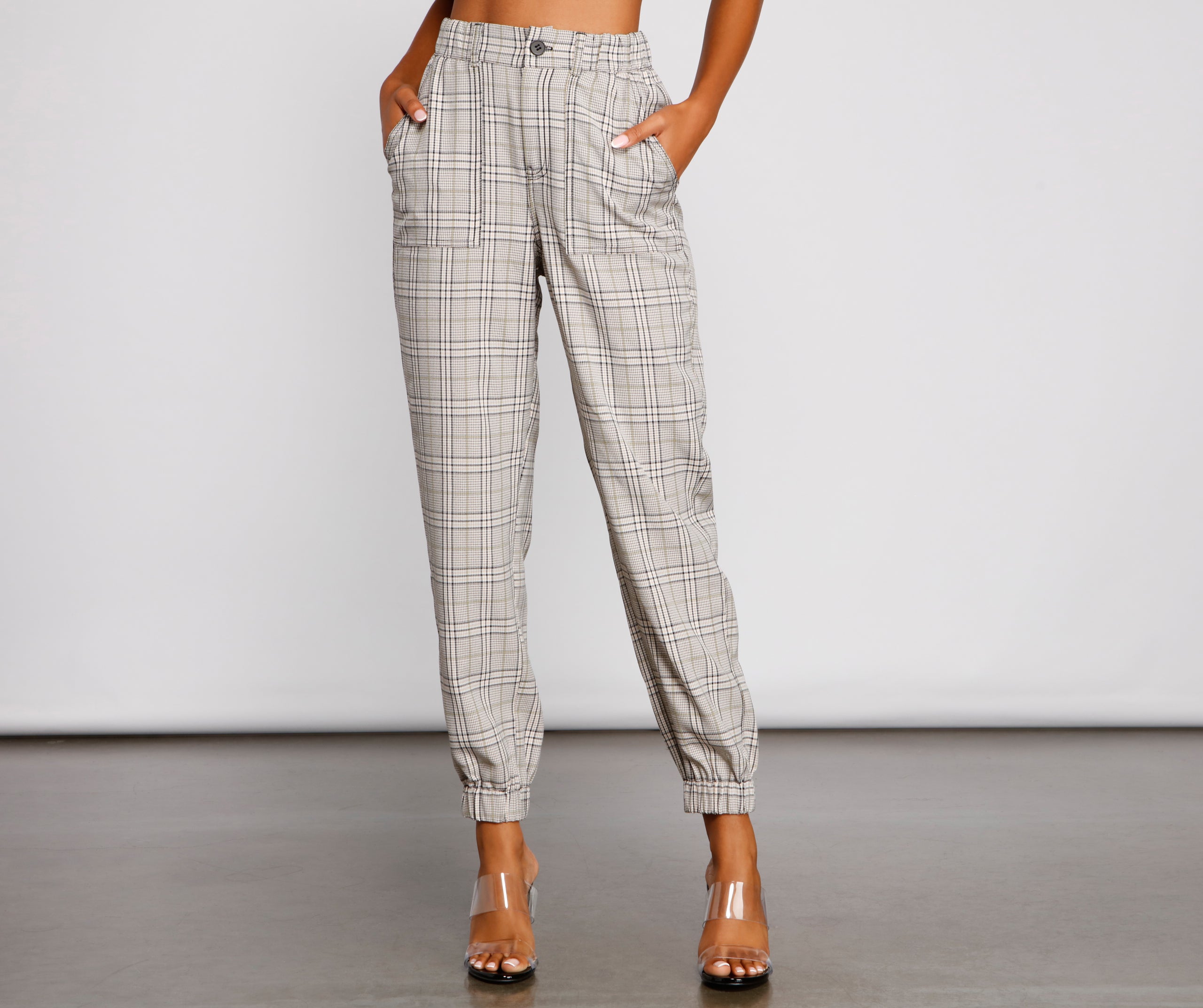 Keeping It Classy High Rise Plaid Jogger