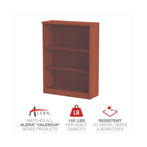 Alera Valencia Series Bookcase， Three-Shelf， 31.75w x 14d x 39.38h， Med Cherry (VA634432MC)