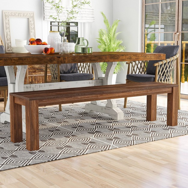 Hoverton Mango Wood Dining Bench Warm Natural Tone Homes Inside Out