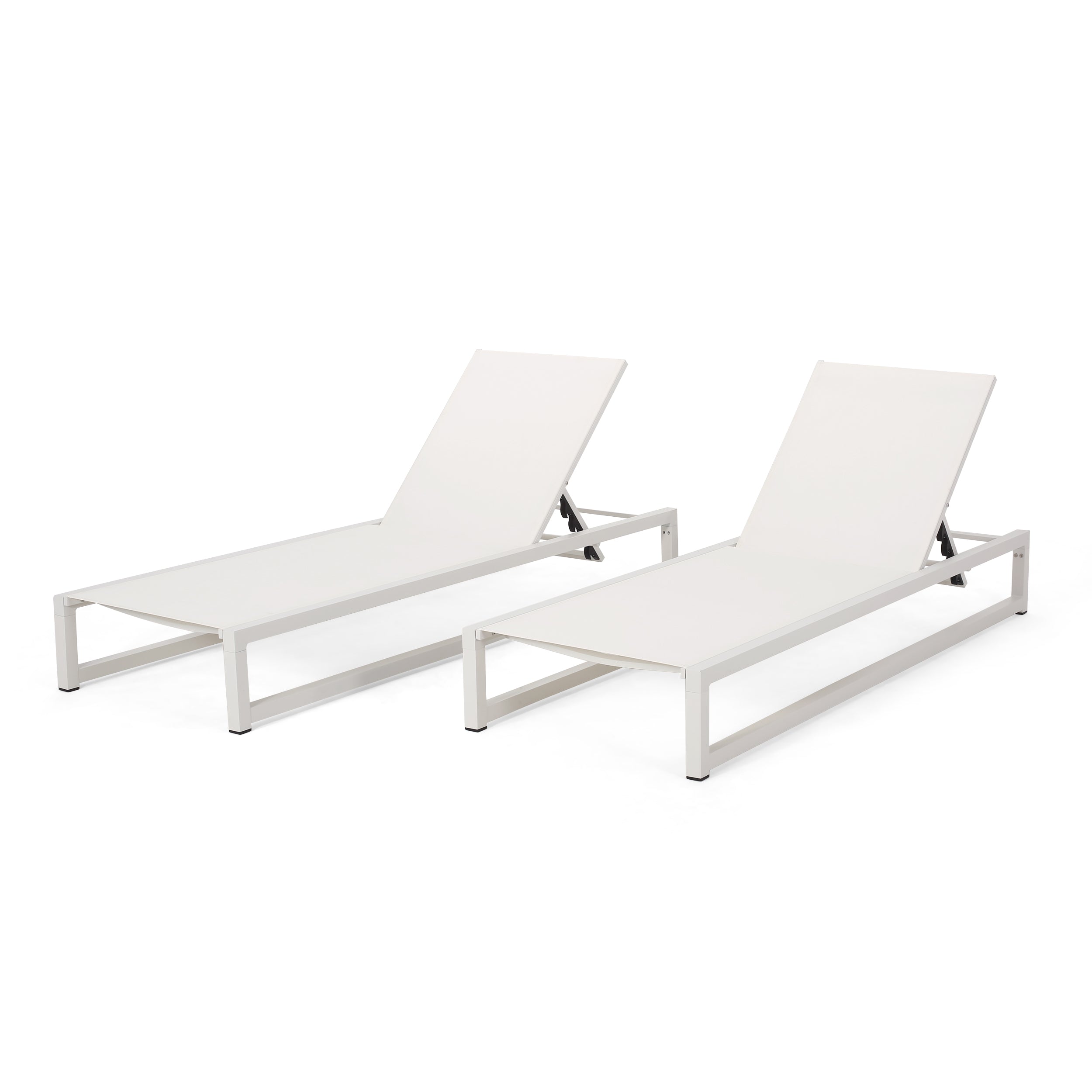 Moderna Outdoor Aluminum Chaise Lounge with Mesh Seating (Set of 2)