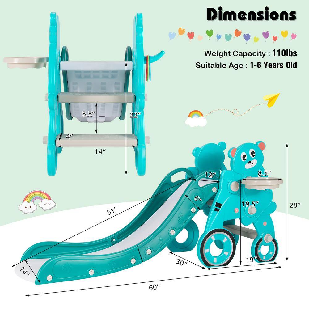 Costway 4-in-1 Foldable Baby Slide Toddler Climber Slide PlaySet with Ball Green TS10006GN