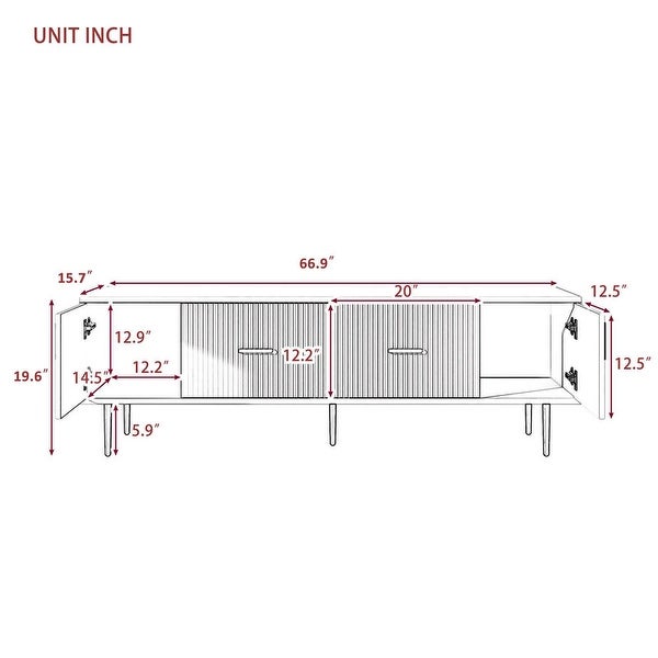 Modern TV Stand with 5 Champagne Legs