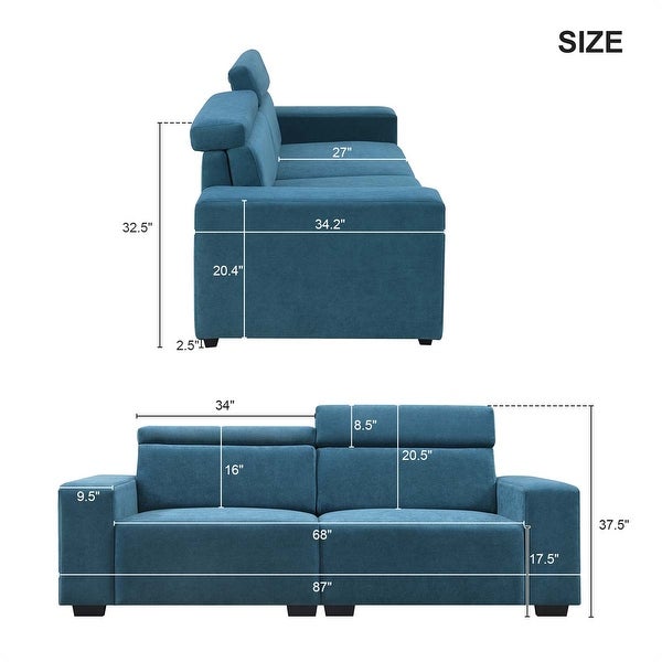 2-Seater Sectional Sofa Couch Loveseat with Multi-Angle Adjustable Headrest