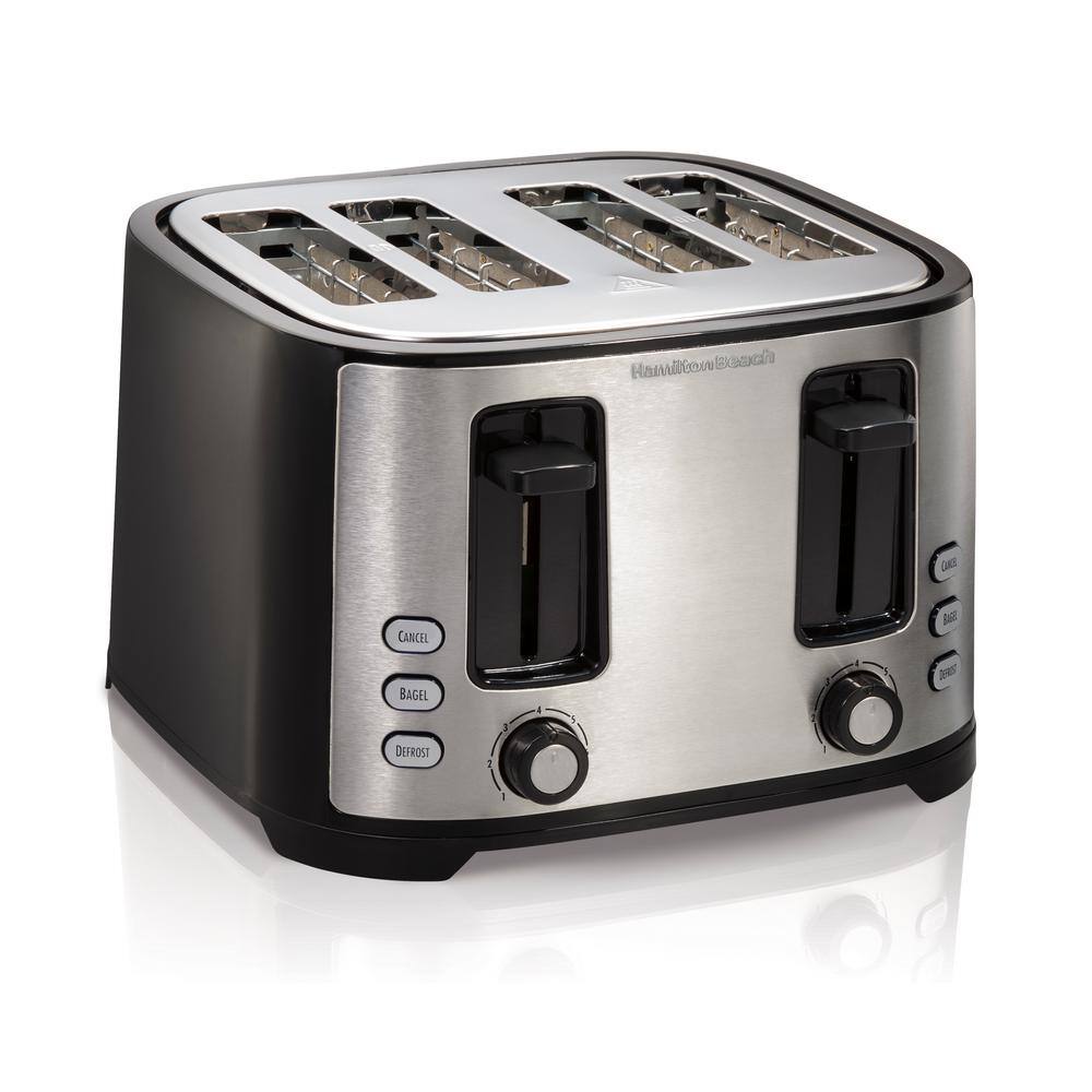 Hamilton Beach 1400-Watt 4-Slice Black and Stainless Steel Wide Slot Toaster 24633V