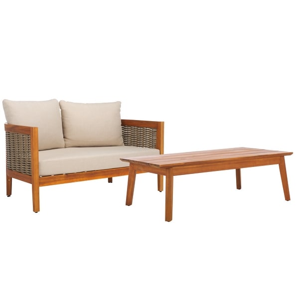 SAFAVIEH Outdoor Amanda Solid Wood Bench and Table Set