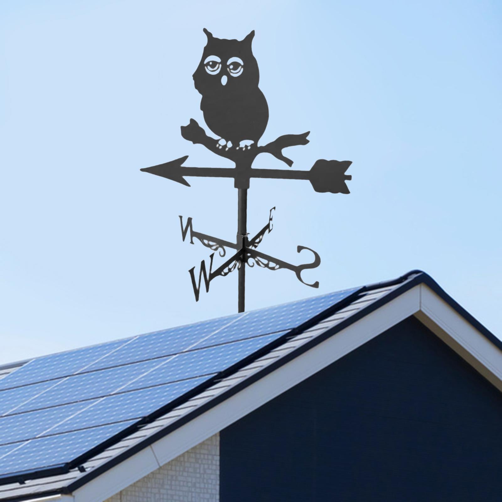 Roof Weather Vane with Animal Silhouette Statue Decorative Farm Scene Owl