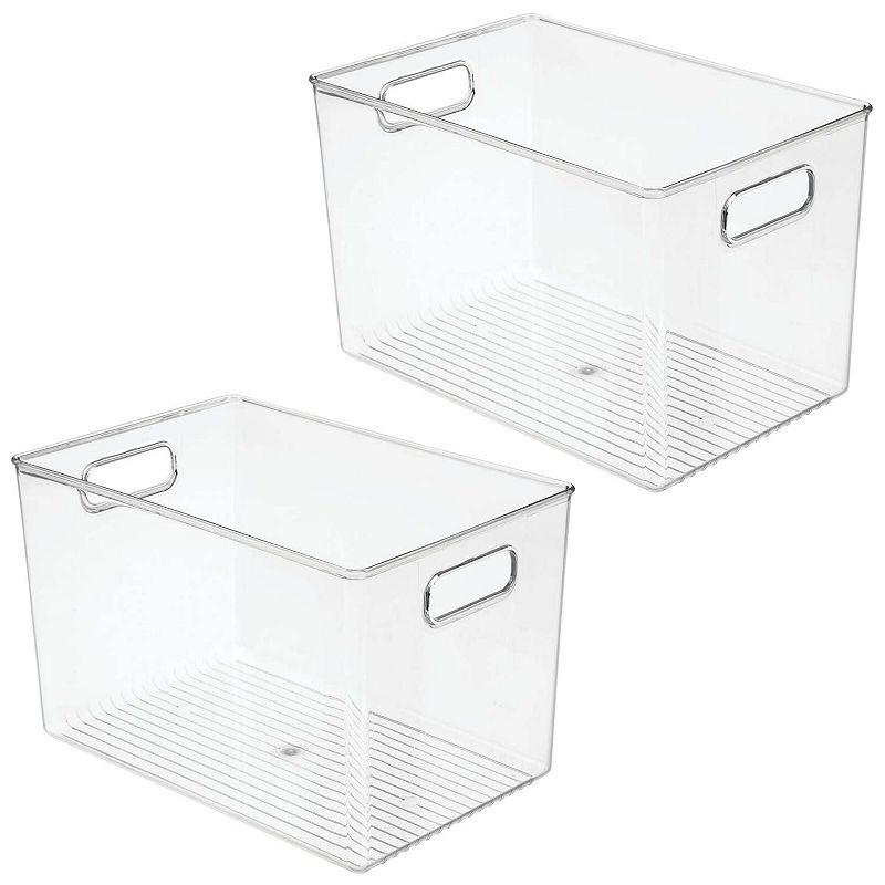 mDesign Storage Organizer Bin with Handles for Cube Furniture - 2 Pack