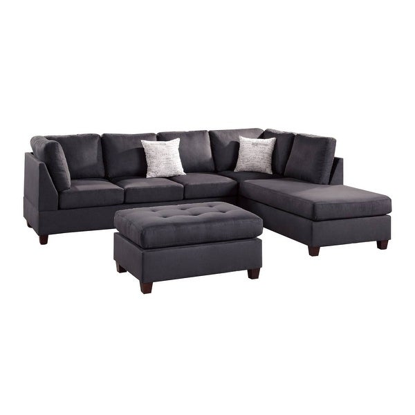 3 Piece Microfiber Sectional Sofa Set