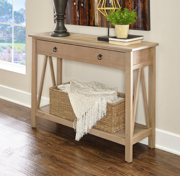 Titian Rustic Gray Console Table   Transitional   Console Tables   by Linon Home Decor Products  Houzz