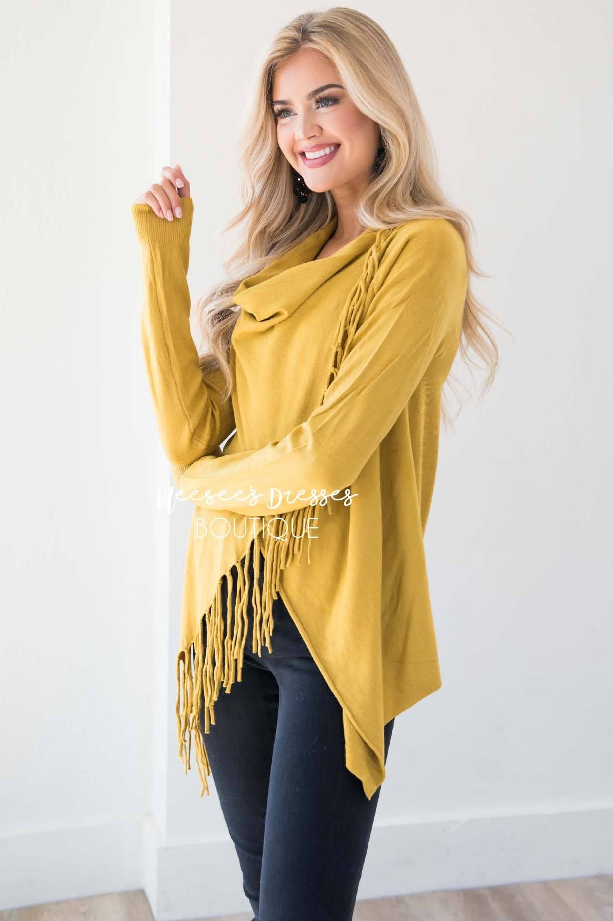 New Stories Fringe Wrap Sweater