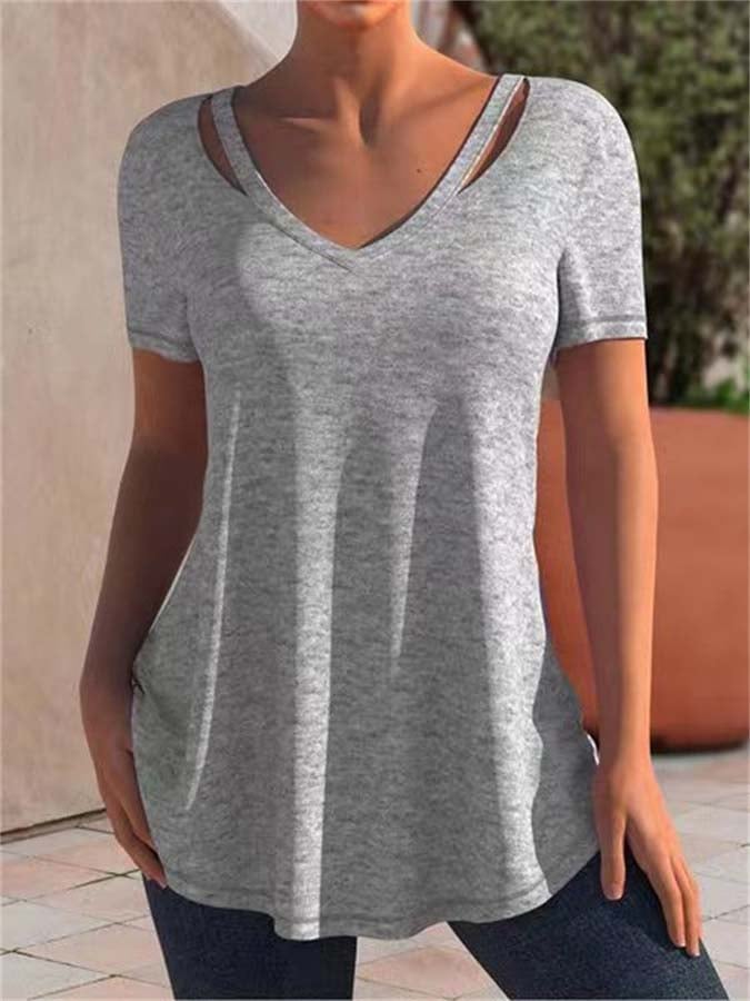 Casual Solid Color Short Sleeve T-Shirt