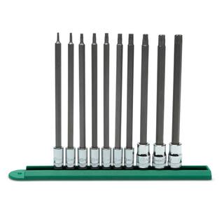 GEARWRENCH 14 in. and 38 in. Drive Long Torx Bit Socket Set with Socket Rail (10-Piece) 80588