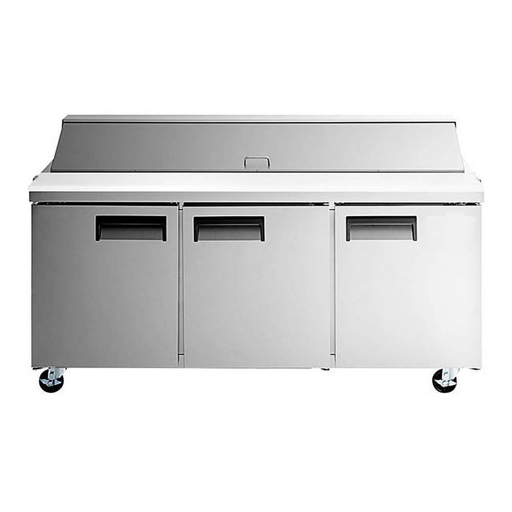 Cooler Depot 70 in. W 15.5 cu. ft. Commercial Food Prep Table Refrigerator Cooler in Stainless Steel dxxxsp72