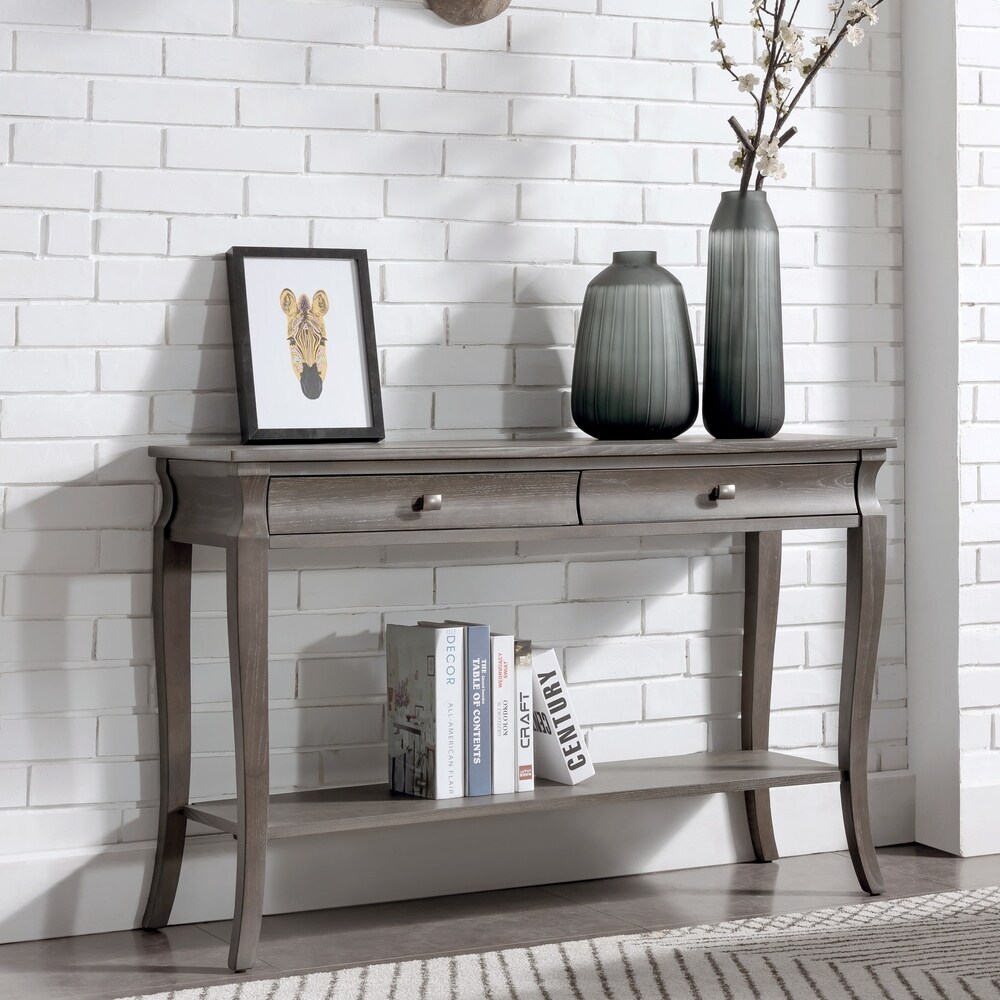 Two Drawer Grey Wood Living Room Sofa table