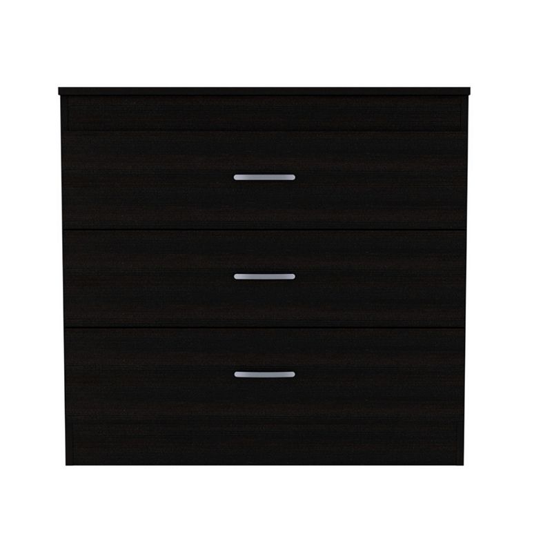 DEPOT E-SHOP Zurich Three Drawers Dresser， Metal Hardware， Superior Top， Black