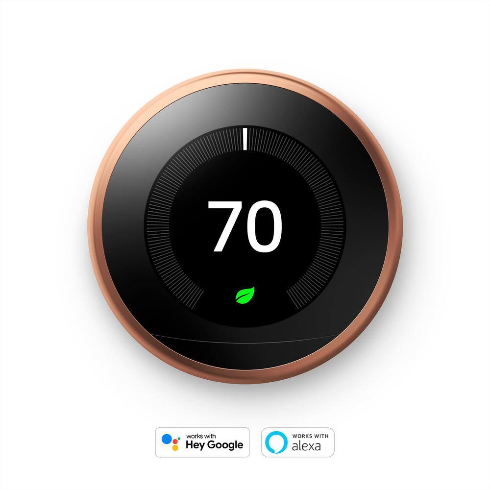 Google Nest Learning Thermostat - Smart Wi-Fi Thermostat - Copper T3021US