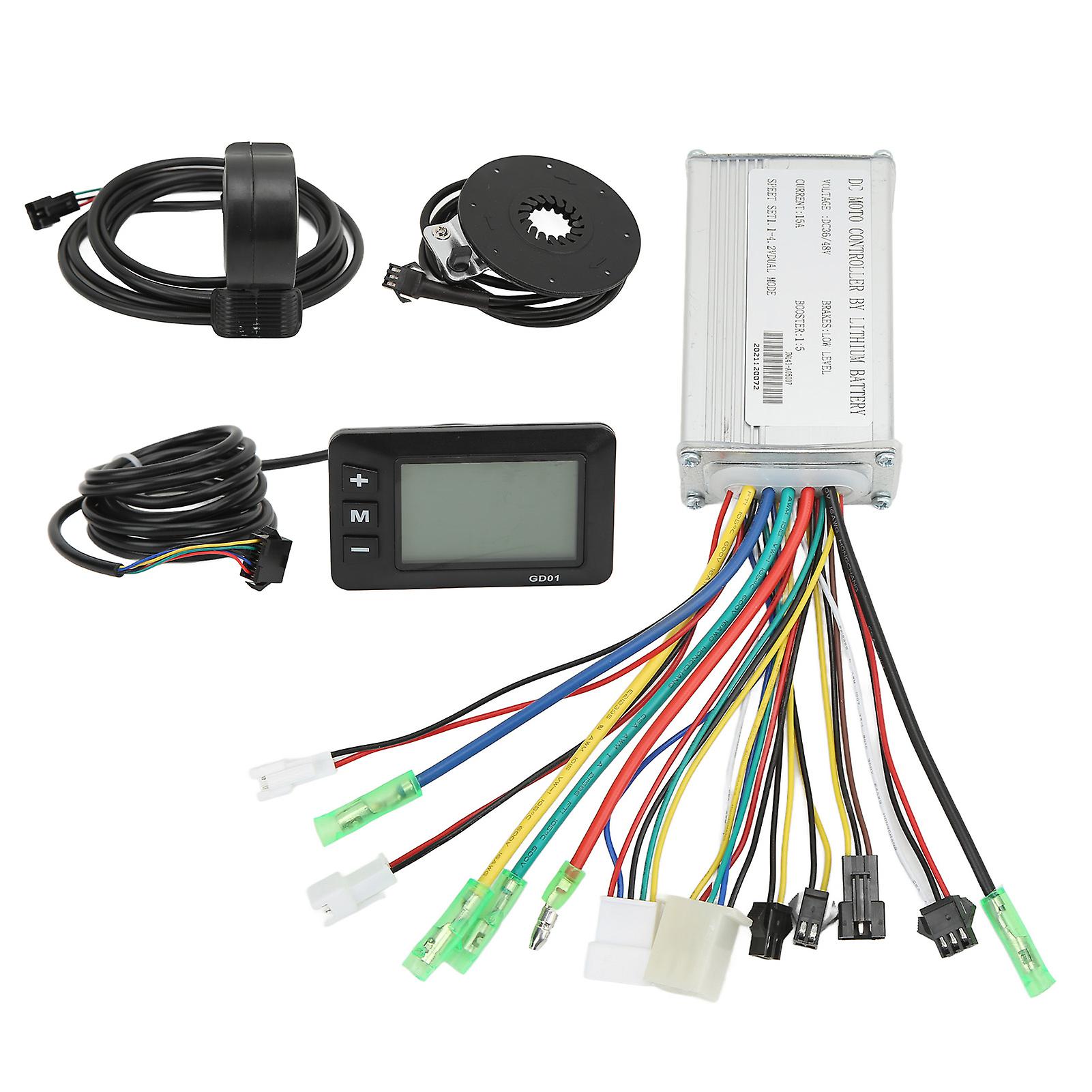 Electric Bike Motor Controller 15a Common Controller 36v 48v With Lcdgd01 Panel Thumb Throttle For 250w 350w Bicycle Motor