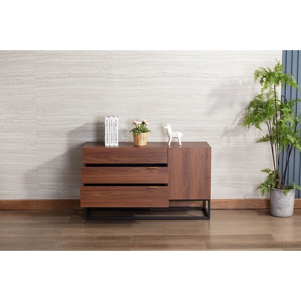 Walnut Brown Wood TV Stand Console Table