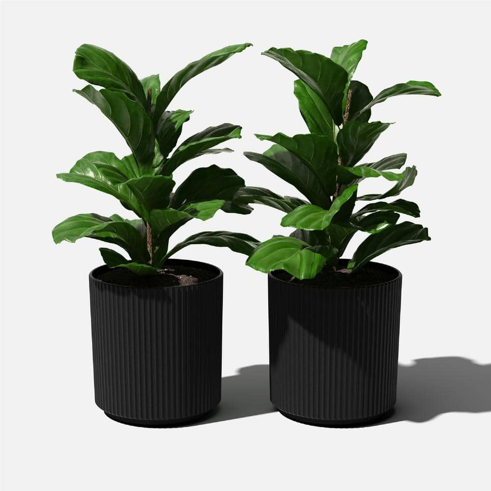 Veradek Demi 20 in. Round Black Plastic Planter (2 Pack) DMV20B-2PK