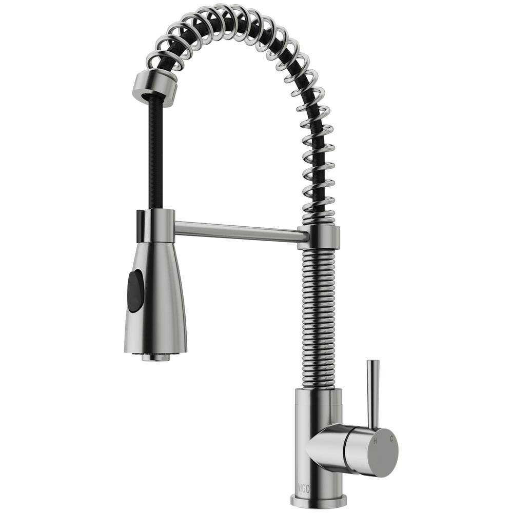 VIGO Brant Single Handle Pull-Down Sprayer Kitchen Faucet in Stainless Steel VG02003ST