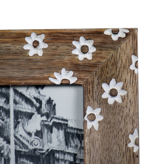 White Flower Pattern 4x6 Inch Wood Decorative Picture Frame Foreside Home amp Garden