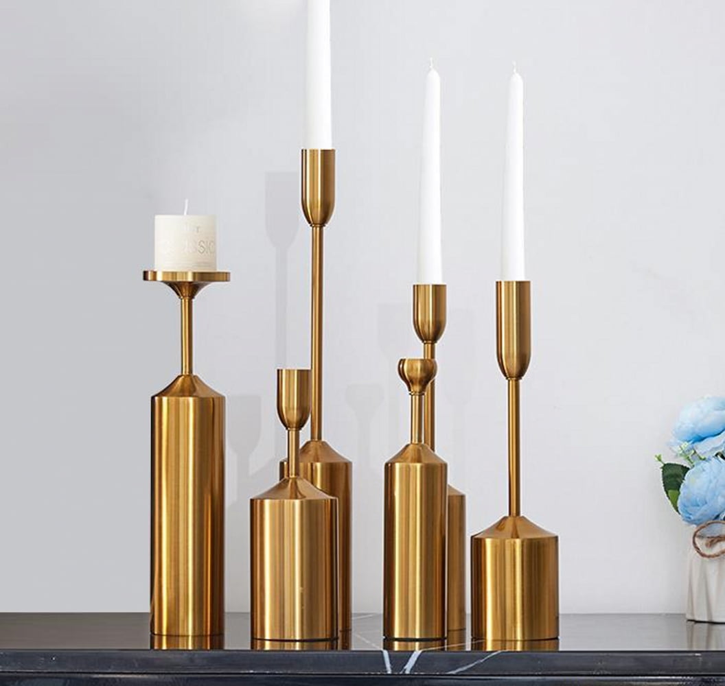 6pcs Metal Gold Candlesticks Taper Scented Candle Holders for Home Decoration