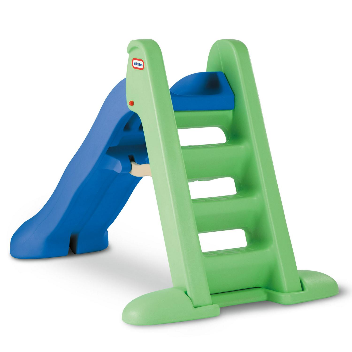 Little Tikes Easy Store Large Playground Slide with Folding for Easy Storage Outdoor Indoor Active Play Blue and Green For Kids Toddlers Boys Girls Ages 2 to 6 Year old  Crowdfused