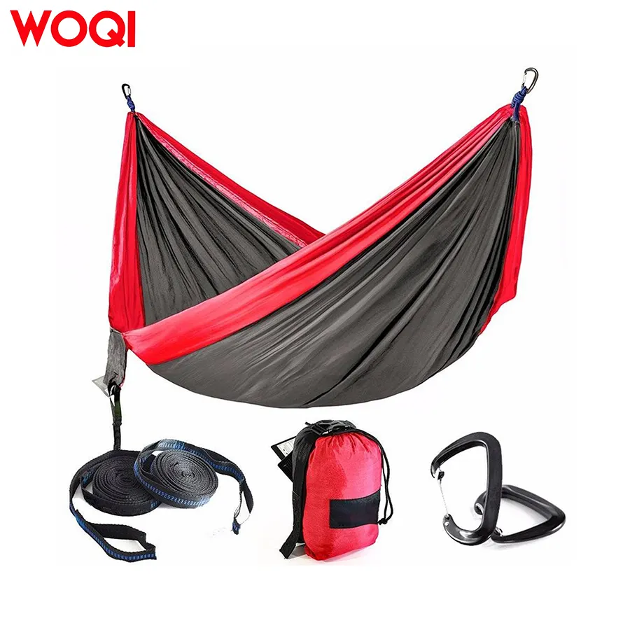 Woqi Nylon Double Camping Hammock Tree Hammock Portable Parachute Hammocks with Bug Net