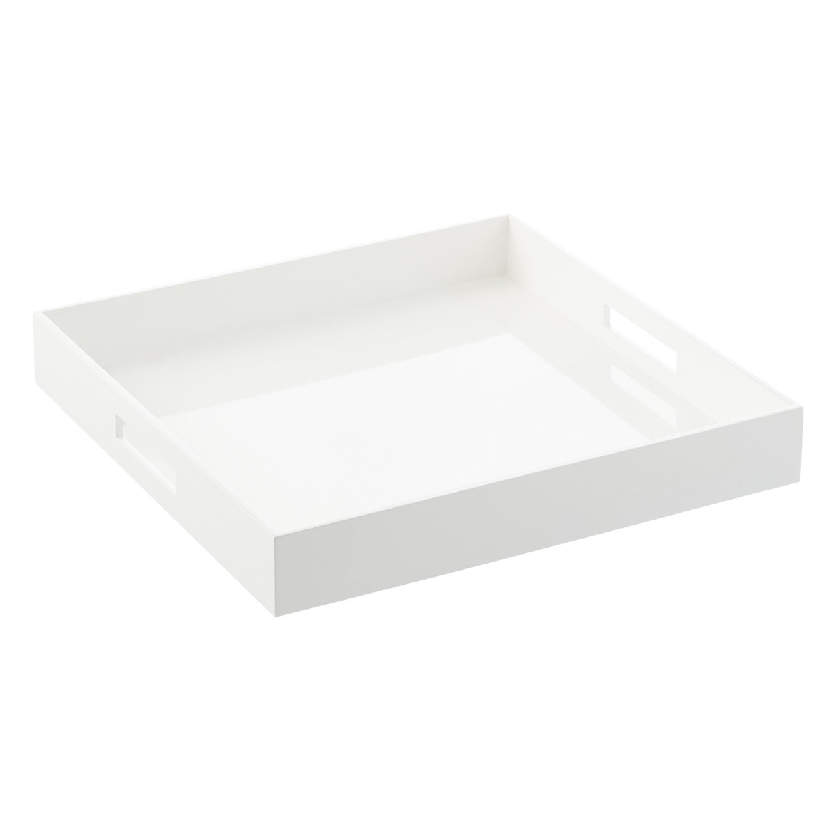 White Lacquered Serving Trays with Handles