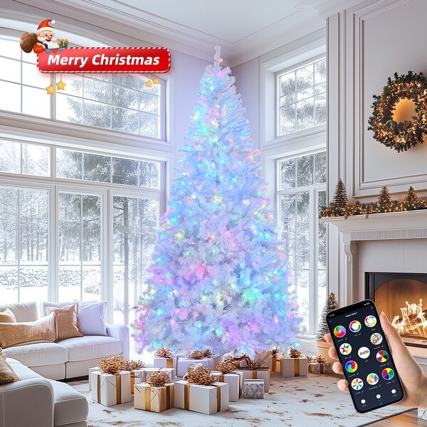 7 Ft Prelit Artificial Christmas Tree with 400 RGB Lights in White