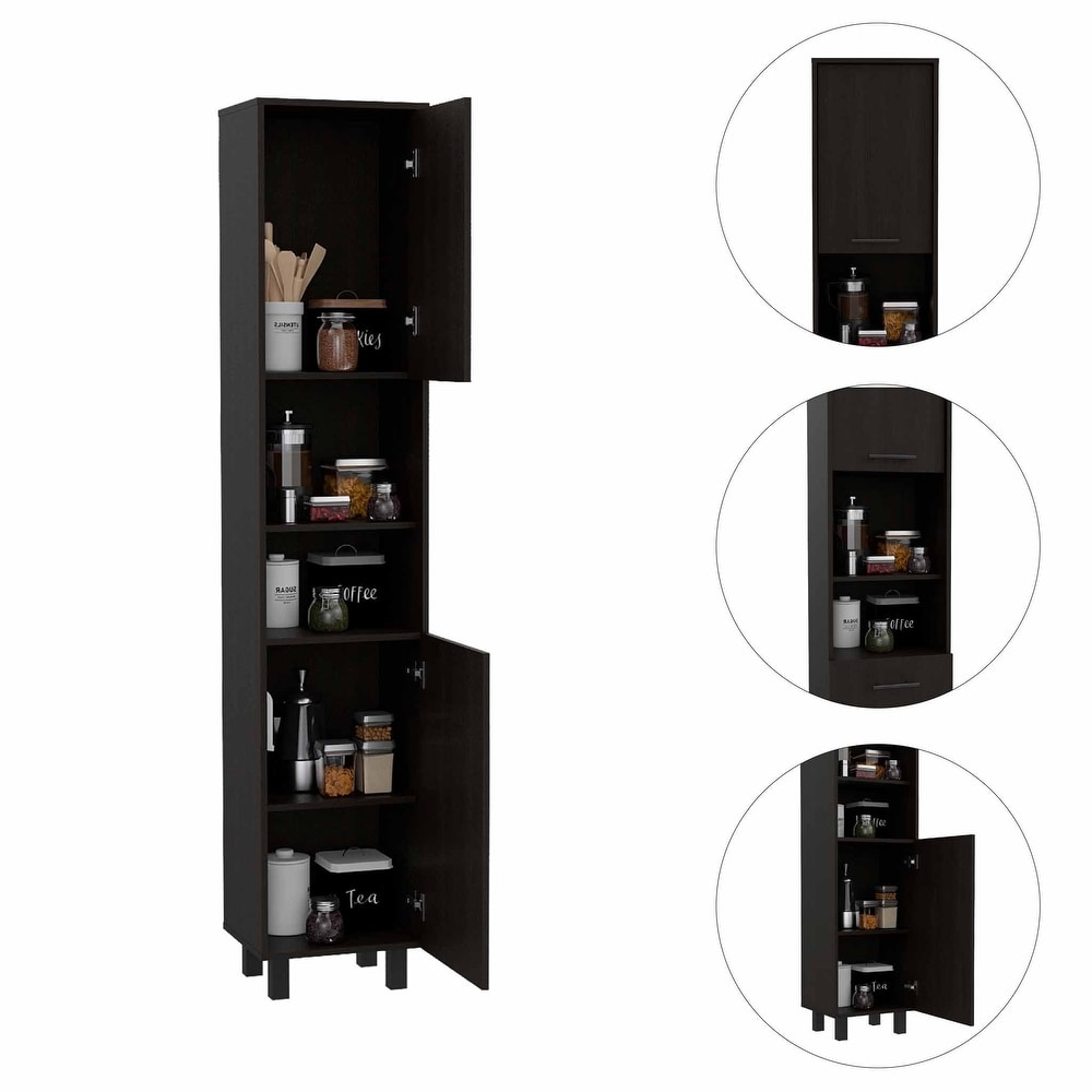 Black Sleek and Tall Pantry Cabinet