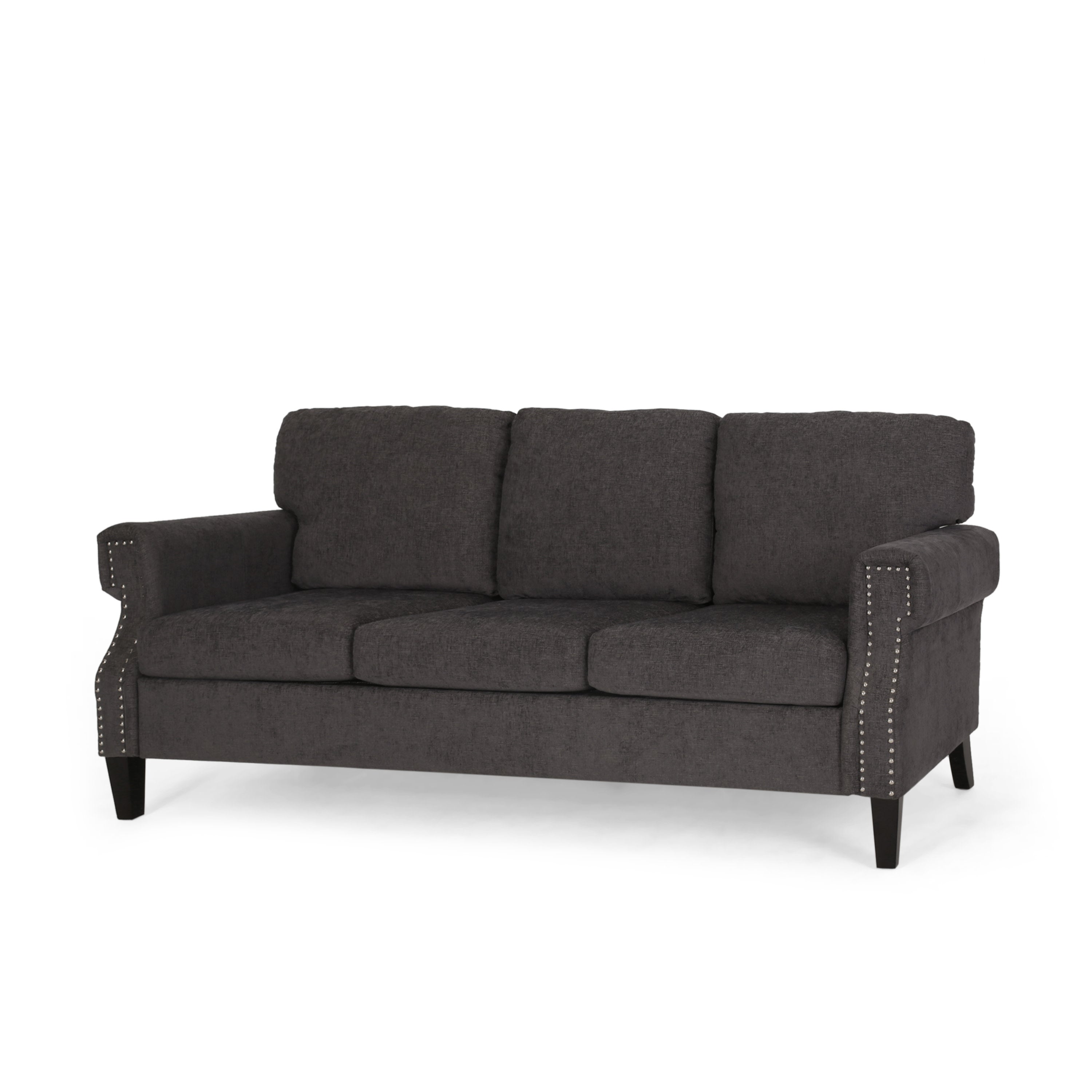 Dobles Contemporary Fabric 3 Seater Sofa with Nailhead Trim