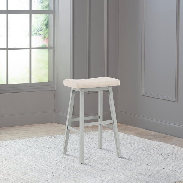 The Gray Barn Nettle Bank Wood Backless Bar Height Stool， Light Aged Blue - 29H x 18W x 17.5D