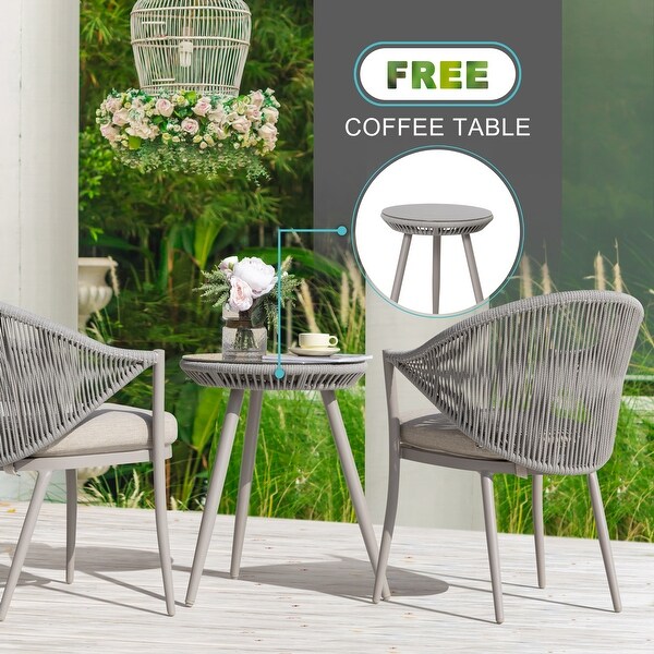 NUU GARDEN Outdoor 3piece Bistro Set With Cushion