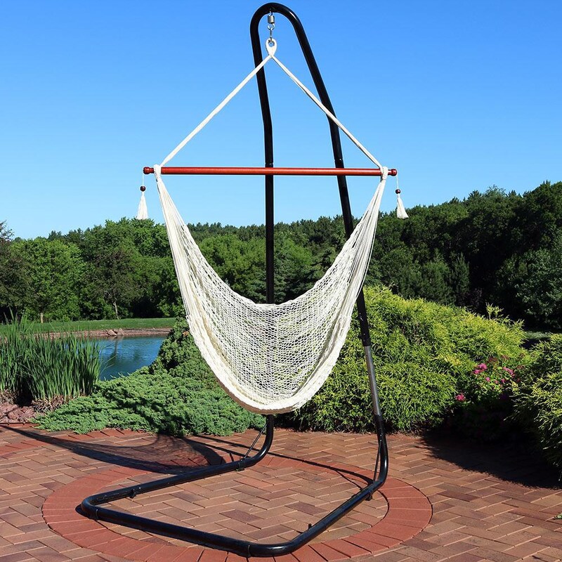 Ultimate Patio Extra Large Hanging Cabo Hammock Chair w/ Adjustable Chair Stand