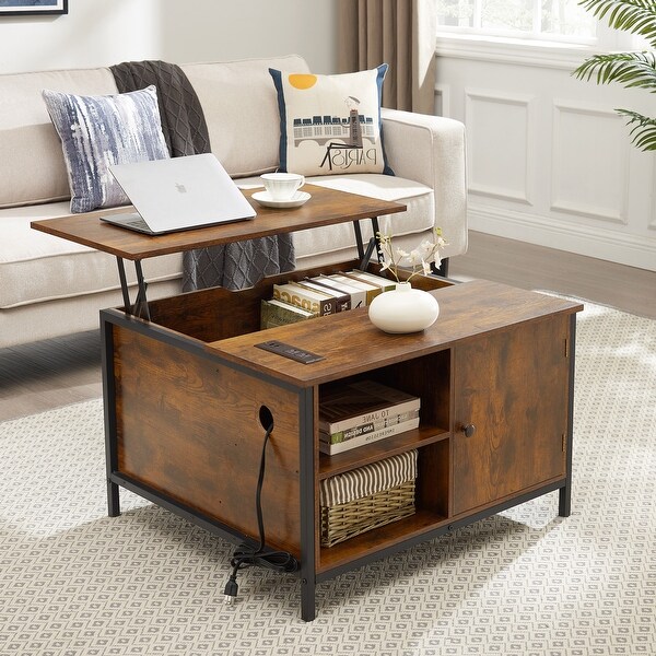 Modern Lift MultiFunction Coffee Table with Hidden Compartment