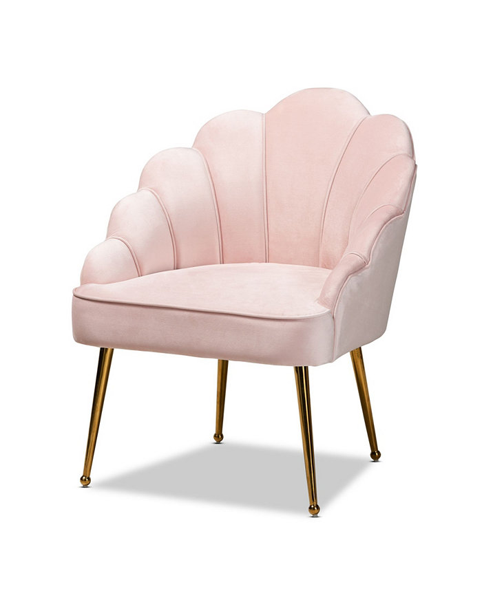 Furniture Furniture Cinzia Glam and Luxe Upholstered Seashell Shaped Accent Chair