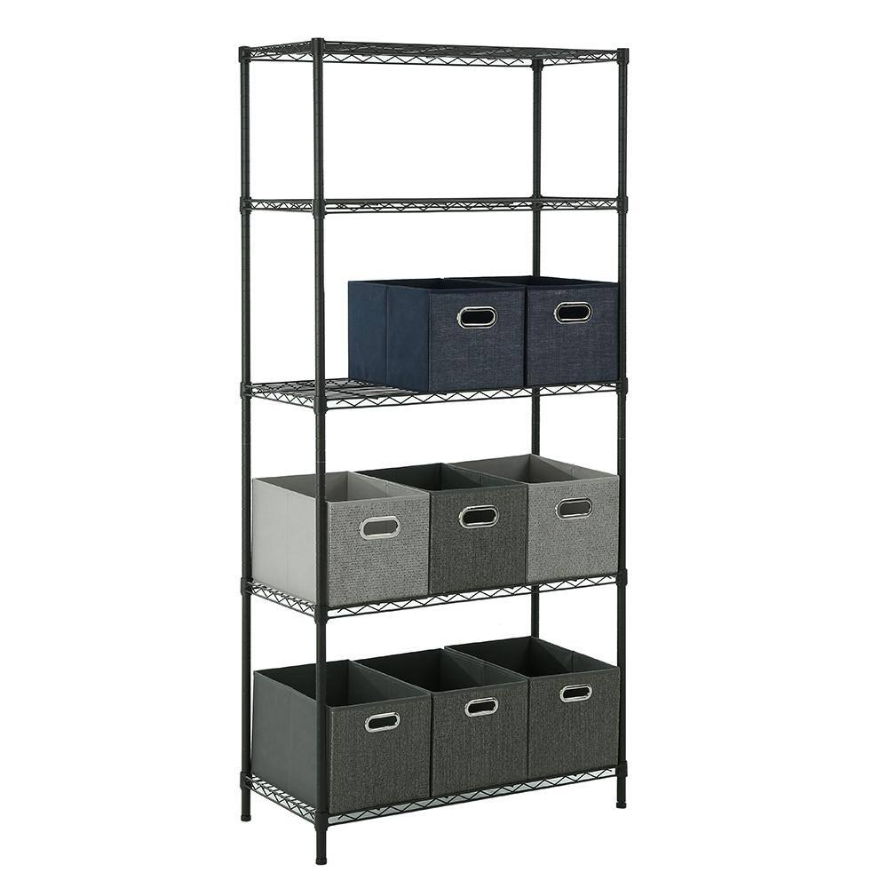 MZG Gray 5-Tier Steel Shelving (11.8 in. x 33.5 in. x 59 in.) 3085150OAG511SG