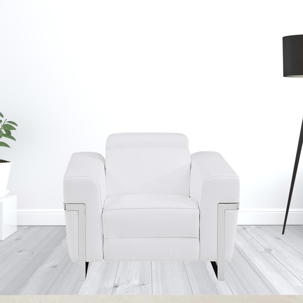 41 quotWhite Italian Leather Power Recliner Chair   Recliner Chairs   by HomeRoots  Houzz