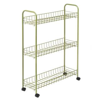 Honey-Can-Do 3-Tier Steel Wheeled Utility Cart in Olive CRT-09137