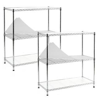 EFINE Chrome 3-Tier Carbon Steel Wire Garage Storage Shelving Unit NSF Certified (2-Pack) (36 in. W x 36 in. H x 16 in. D) RL530CX2