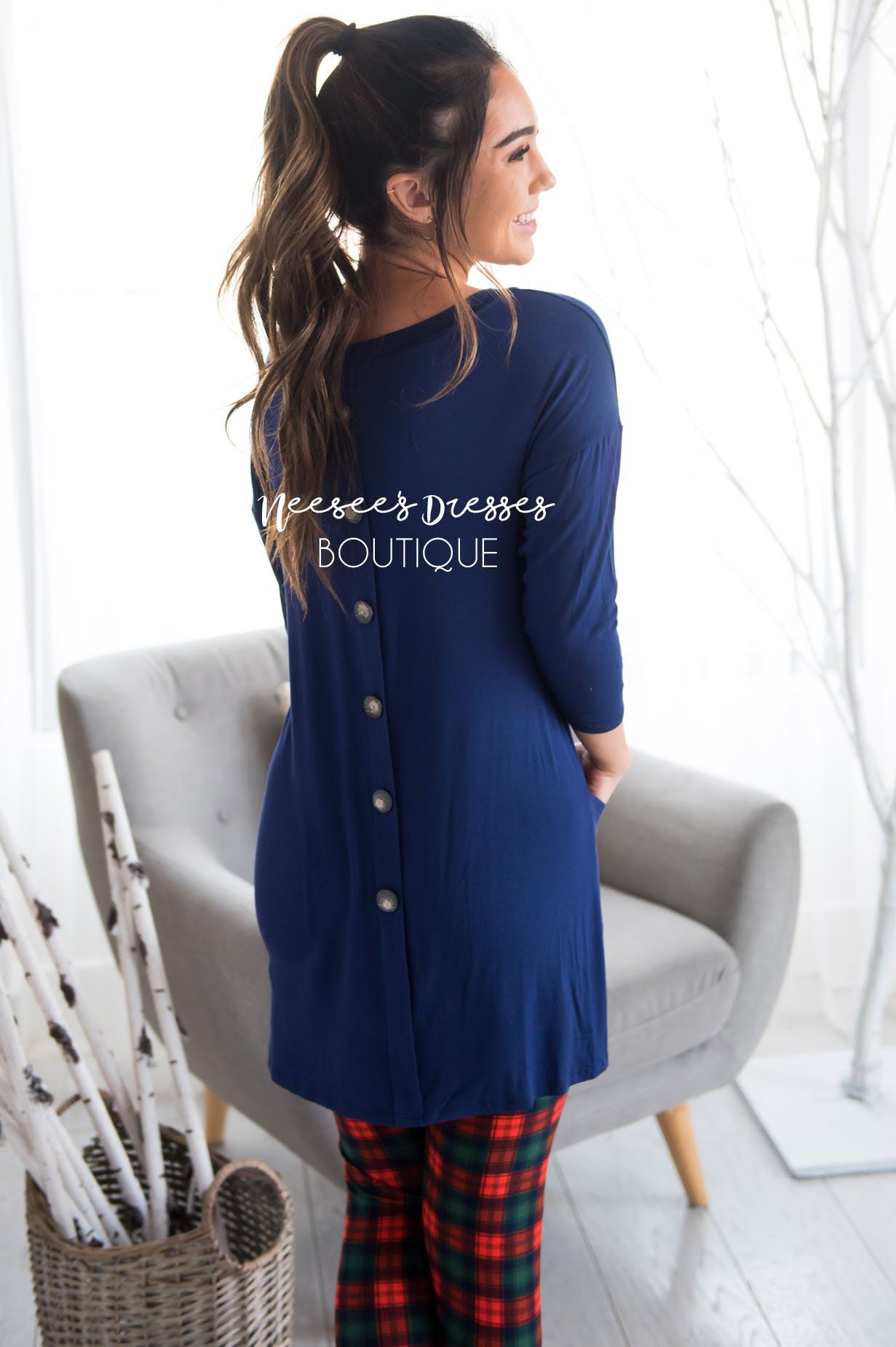 Button Back Pocket Tunic