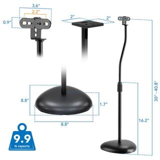 Mount-It! Height Adjustable Speaker Floor Stands Black (Set of 2) MI-1232