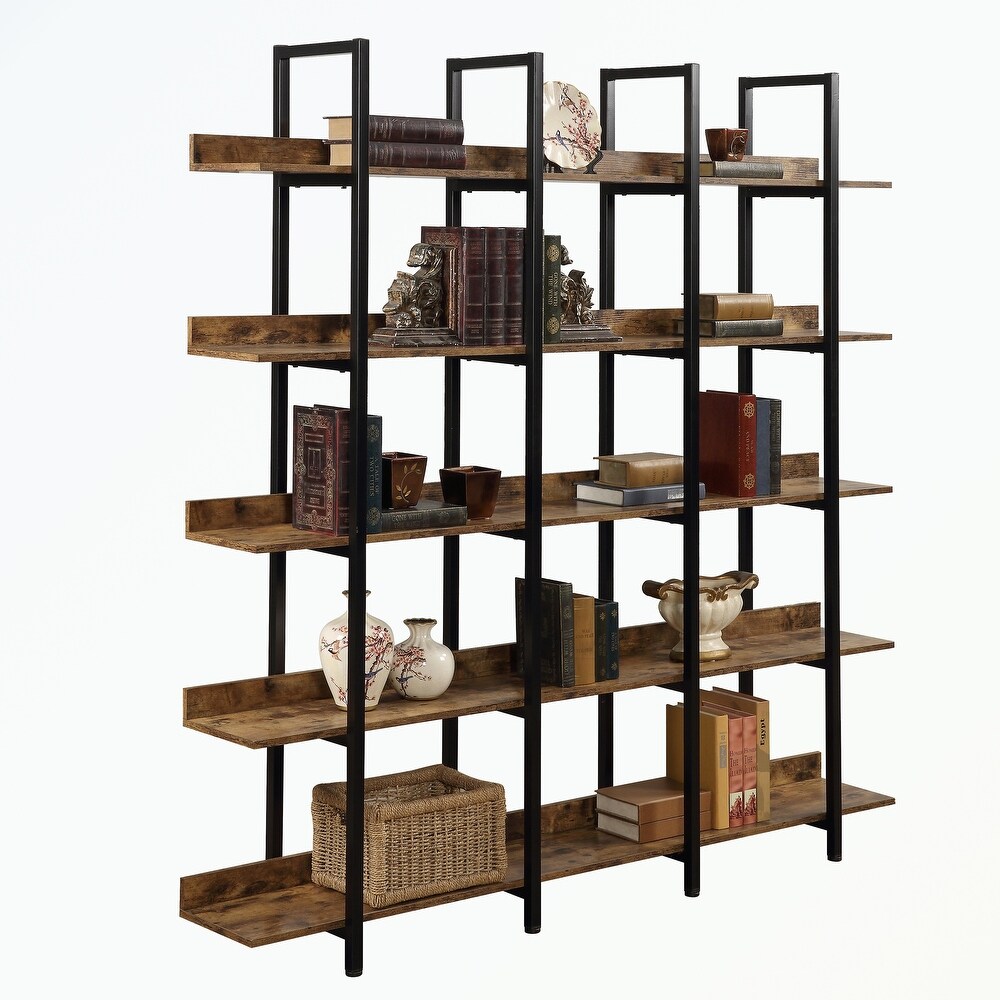 5 Tier Bookcase with Metal Frame  MDF Board