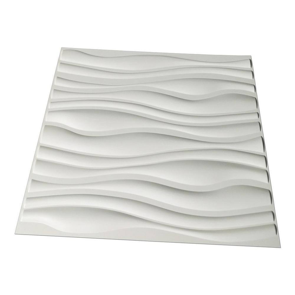 Art3d 19.7 in. x 19.7 in. Decorative PVC 3D Wall Panels Wavy Wall Design (12-Pack) A10037